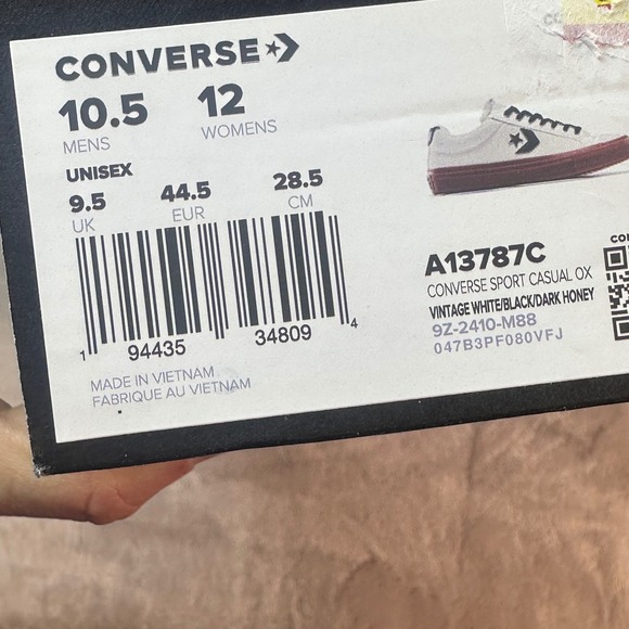 Converse Sport Casual Ox Sneakers Mens 10.5 Womens 12 Vintage White A13787C NEW - Picture 7 of 9